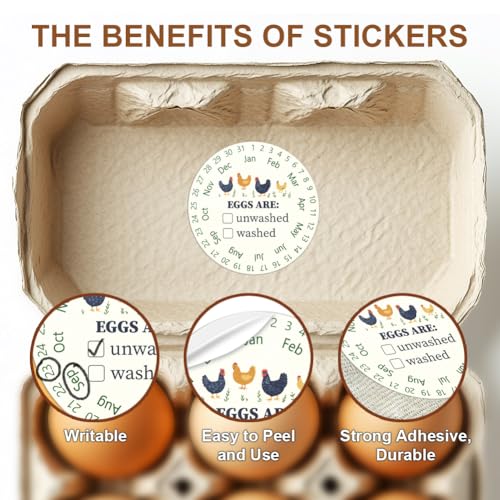 320 Pcs Funny Egg Carton Labels, 2 Inch Round from You Local Egg Dealer Farm Fresh Egg Sticker PET Adhesive Egg Packaging Sticker for Box Container Carton Farm Supplies - color: Eggs Age