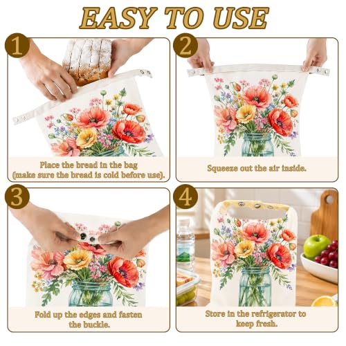 2 Pack Beeswax Watercolor Spring Flower Bread Bags for Sourdough Homemade Breads, Reusable Beeswax Bread Storage Bag, Keep Loaves Fresh Longer, Freezer Safe & Airtight, Zero Waste 17 x 13'' - color: Watercolor Spring Flower