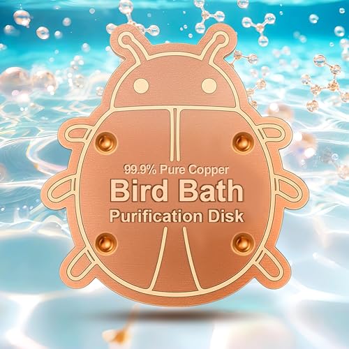OICEME Bird Bath Purification Disk Pure Copper Outside Winter Solar Power Birdbath Heater Deicer Bowl Safe Ground Garden Hummingbird Pedestal Fountain Cleaner Outside Hanging Bowl Dispenser Ladybug - color: Copper Ladybug