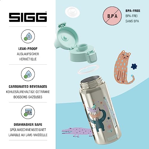 SIGG - Insulated Kids Bottle - Shield One Therm - For Carbonated Beverages - Dishwasher Safe - Stainless Steel - 17 Oz - color: Jungle