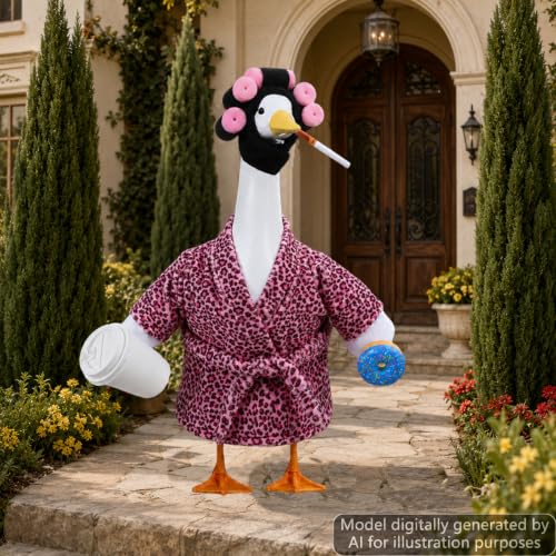 OBUSATT Old Lady Porch Goose Outfits 23 in Bathrobe Lawn Goose Costume Pink Leopard - style: Pink Leopard
