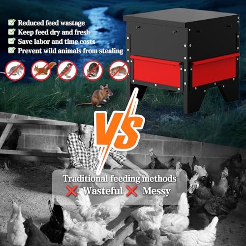 60-90lb Automatic Chicken Feeder | All Metal Poultry Feeder, No Waste Waterproof Chicken Feeder, Suitable for Geese, Ducks, Turkeys, Quails - size: 80LB