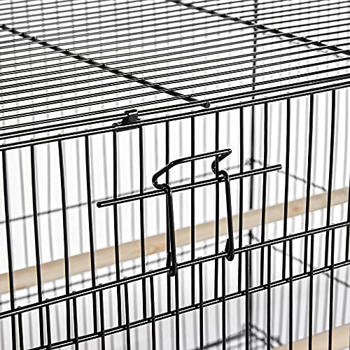 Topeakmart Flight Cages for Parakeets Small Birds Budgies Finches Canaries Lovebirds Sun Conures Parrots Bird Cage w/Rolling Stand, Black