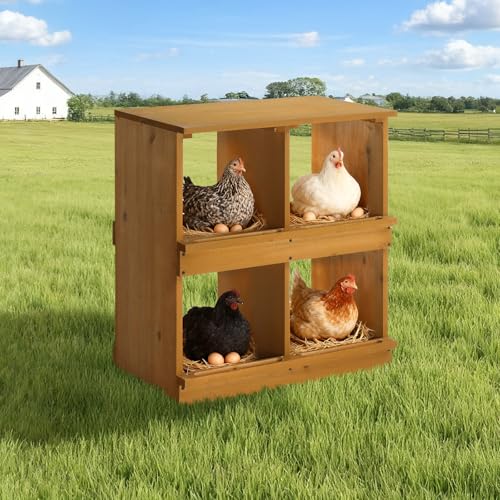 Outvita Nesting Boxes for Chickens 4 Compartments, Wood Chicken Nesting Box Wall Mount, Versatile Use Nest Box for Chicken Coop, Easy to Assemble for Chicken, Hens, Ducks - color: 4 Compartments