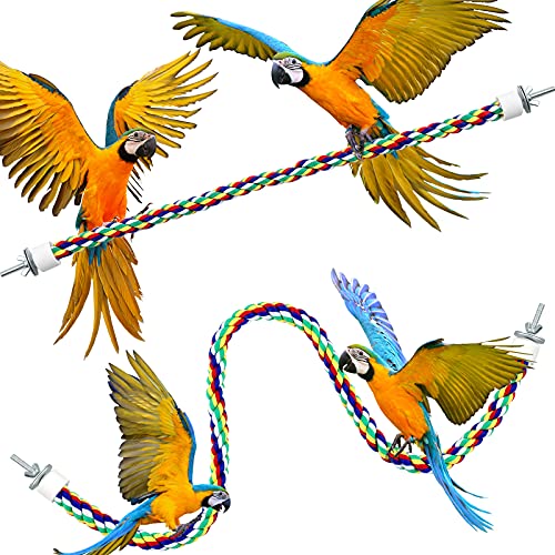Weewooday 2 Pcs Bird Rope Perches Climbing Rope Bird Cage Accessories for Parrots, Parakeets, Cockatiels, Conures - size: 21.6 Inch, 31.5 Inch