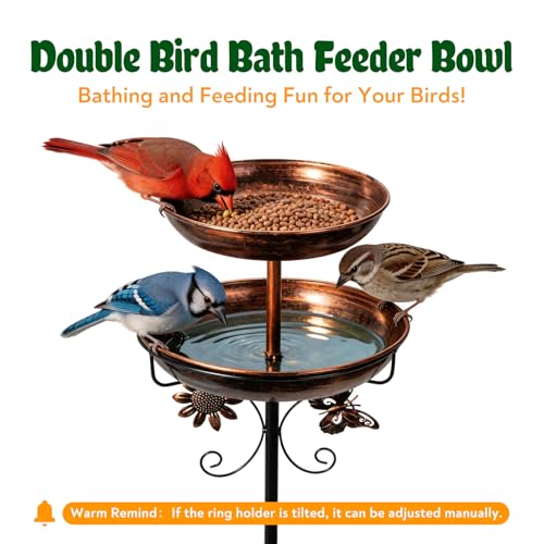 Bird Bath for Outside 45.3In Freestanding Double Birdfeeder for Outdoors