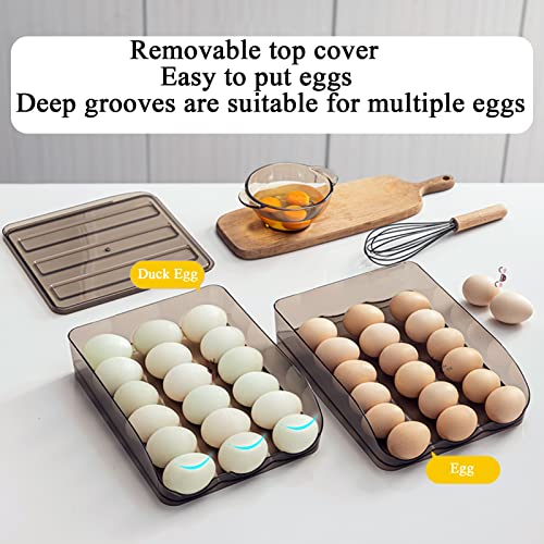 Egg Holder for Refrigerator Auto Scrolling Organizer Plastic Stackable Storage Container Reusable Clear Tray Box Basket Bin Lid Drawer Carrier Keeper(2 Layer) - size: 2 layers