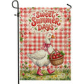 Goose Garden Flag, Summer Playful Strawberries Basket Summer Red Double Sided Burlap Decorative Outside Flags for Outdoor Patio Lawn Porch Entrance Campsite 12x18 Inch - size: 12x18 Inch