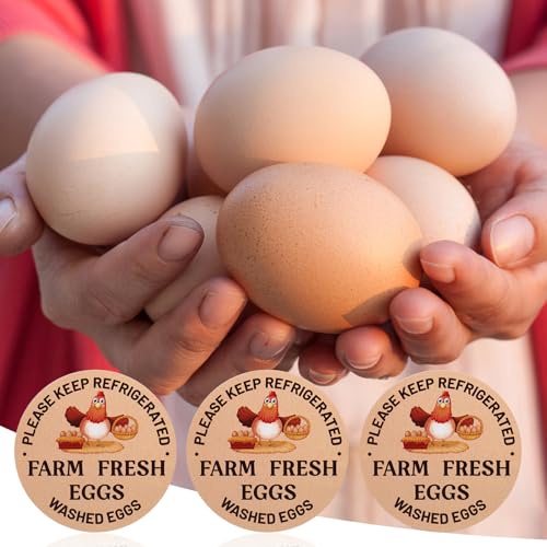 500pcs Farm Fresh Eggs Stickers, 2in Round Washed Egg Labels Self-Adhesive Carton Packaging Stickers Chicken Quail Farm Farmers Markets Supplies