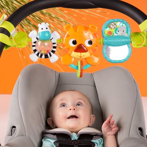 Bright Starts Take Along Musical Carrier Baby Activity Toy Bar, Hanging Car Seat Toy, 4 Fun Melodies, Fine Motor Skill Development Ages Newborn +, Multi-Color - color: Take Along