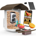 birdsnap® PAV Bird Feeder with Camera Solar Powered 2K Live Video 64GB Card | AI Bird Species Identification, Instant Arrival Alerts, IP65 Waterproof, Wild Bird Feeders for Outdoors, Gift for Bird Lovers - color: Dark Brown