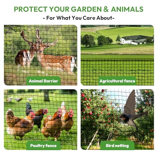 Deer Fence Netting 4ft x 75ft, Heavy Duty Plastic Mesh Deer Netting with Pre-Strung Reinforced Edge, Reusable Temporary Garden Fence, Animal Barrier for Yard, Poultry & Pets, Protect Plants & Crops - size: 4ft X 75ft