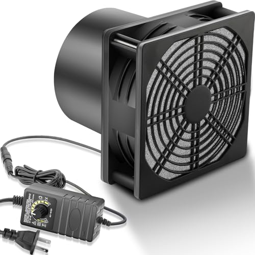 GDSTIME 120mm x 38mm 12V DC Axial Fan w/ 4 Inch Duct Flange Variable Speed | 110V 120V AC Powered, Dual Ball, Small Air Exhaust Fume Smoke Extractor Kit, for Soldering, 3D Printer Enclosure Ventilation - style: 1238 Fan + 1 Flange
