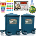 Chicken Waterer, Chick Water, Chicken Coop Accessories - 6 Gallon Capacity, 2-Pack 3 Gallon (26 pounds Total) (Prussian Blue, Large). - color: Prussian Blue