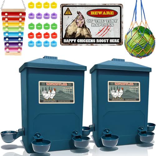 Chicken Waterer, Chick Water, Chicken Coop Accessories - 6 Gallon Capacity, 2-Pack 3 Gallon (26 pounds Total) (Prussian Blue, Large). - color: Prussian Blue