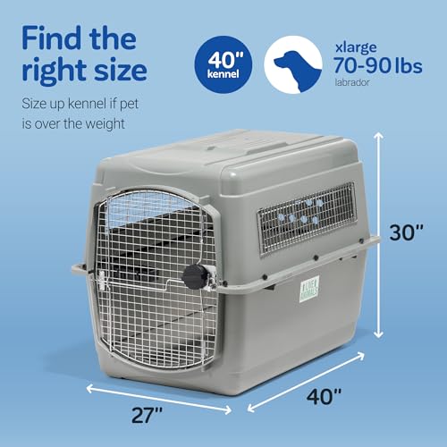 Petmate Sky Kennel - For Air and Travel, Airline Compliant Dog Crate for Pets up 70-90 lbs, Heavy Duty Dog Kennel, Made in the USA- 40 Inches - size: 40 Inch
