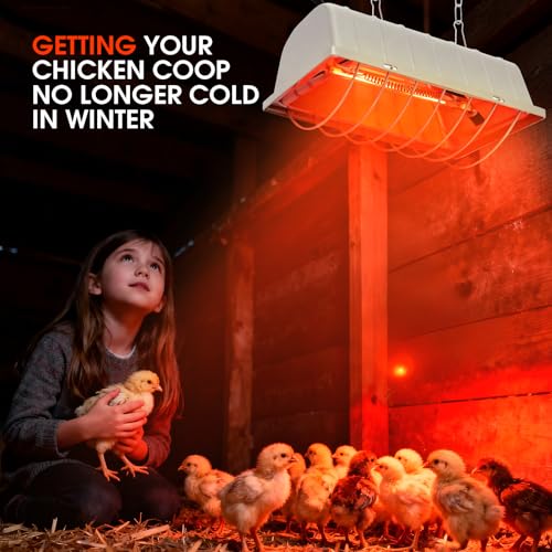 Chicken Coop Heat Lamp Carbon Fiber Tube,Adjustable 2-Level Temperature Brooder Heater Lamps for Chicks,Hanging Chicken Warmer for Livestock Dog Kennel,Cat House,Rectangle 175W/275W