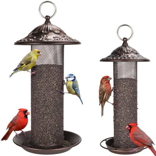 Nyjer/Thistle Seeds Wild Bird Feeder 2 Pack,All-Metal Material | Easy to Clean, Squirrel-Proof,Save Bird Seed,Easy-Refill Top, Rust Resistant, Long Lasting,360 Degree Perch - size: 2Pack