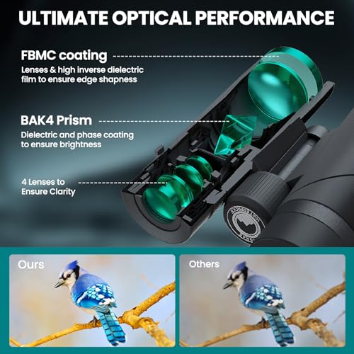 15X45 Professional HD Binoculars for Adults High Powered with Phone Adapter, IPX7 Waterproof Binoculars with Large Eyepiece for Huting Bird Watching Hiking Hunting Cruise Ship - color: Black1