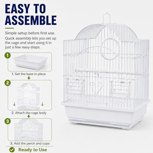 Portable Small Bird Cage – Travel-Friendly Metal Cage for Parakeets, Lovebirds, Finches & Canaries, Lightweight, Easy to Clean, Quick Assembly