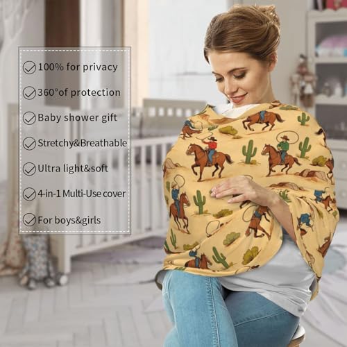 Western Cowboy Cactus Baby Stuff Car Seat Cover for Baby,Mom Nursing Breastfeeding Covers,Multi-Use Car Seat Canopy Carrier Cover,Stroller Cover Newborn Shower Gift for Boys Girls - color: Cowboy