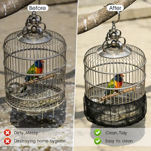 Bird Cage Seed Catcher Guard, Adjustable Stretchy Net Cover for Parrot Enclosures, Bird Cage Skirt Netting, Seed Catcher for Protective Shield for Parrot Enclosures (Black) - color: Black