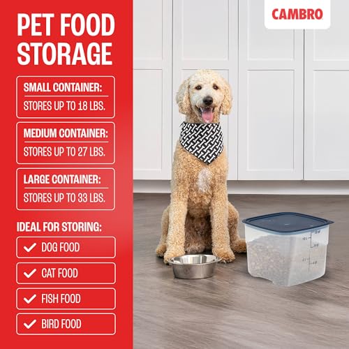 Cambro FreshPro 12 Quart (QT) Food Storage Container with Lid (Restaurant Grade) - for Food Prep, Commercial Kitchen, Pet and Dog Food Container (Translucent) - size: 12 Quart