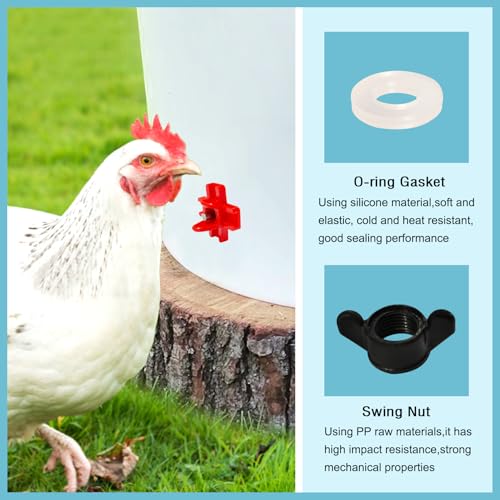 Silicone Washers and Wing Nuts for Chicken Waterer Cups Poultry Water Nipple, Silicone O-Rings 16mm OD 8mm ID 2mm Width Seal Gasket (Pack of 50)