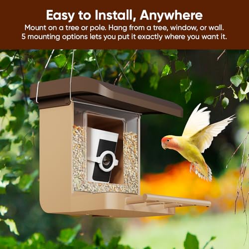 Wyze Bird Feeder Camera Case with Macro Lens (Brown) | Battery Cam Pro Compatible; Wyze Cam V3 V4 Outdoor V1 V2; 5 Diy Mounting Methods; Macro Lens Included - color: Brown