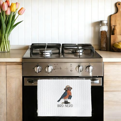 Chicimln Funny Bird Kitchen Towels, Gifts for Birds Lovers Watchers Decorative Hand Towels for Bathroom, Bird Nerd Dish Tea Towel Drying Cloth for Kitchen Decor, 16x24 Inch - color: Bird Nerd a