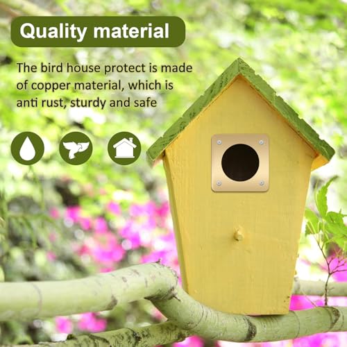 Hotop 18 Pcs 1 1/4'' Opening Metal Bird House Guard Portal Bird House Hole Protector with Copper Open Protector Guards for Eastern Bluebird Rooms Sparrow Houses(Opening) - size: 1 1/4'', style: Opening