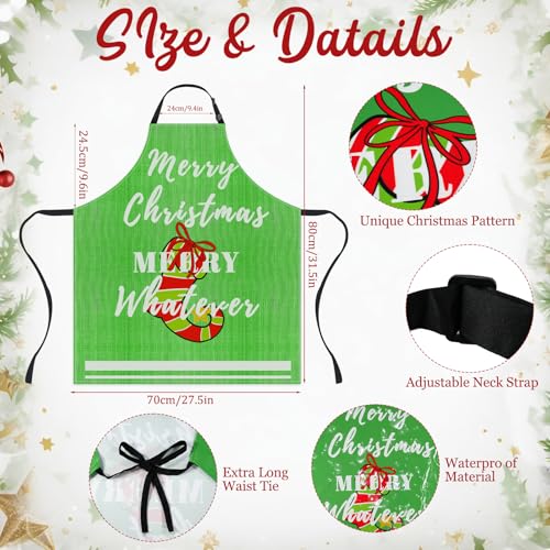 4Pcs Christmas Aprons Set - Adjustable Holiday Aprons with Christmas Tree, Stocking, Snowman for Family, Festive Kitchen Decor & Christmas Party Supplies - color: Christmas