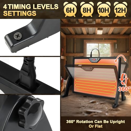 Smart 180W Chicken Coop Heater with Remote Control – Low Energy Consumption, Dual-Mode Heating for Winter Poultry & Small Pets