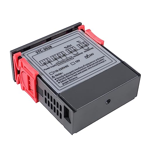 STC-3028 24V Temperature & Humidity Controller with Integrated Sensor, Dual Digital Display Thermometer Hygrometer, Incubator Controller - size: 24V