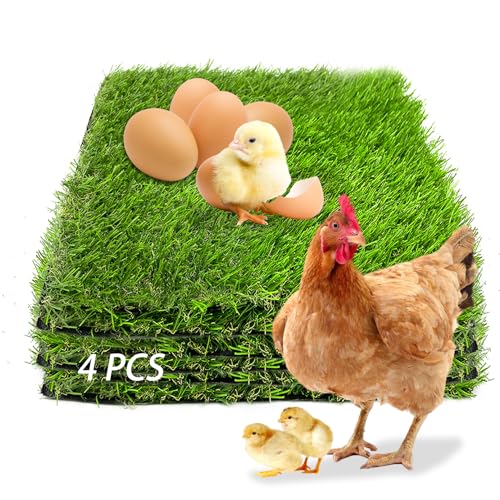 4 Pack Washable Chicken Nesting Pads Artificial Grass Rug Carpet Cuttable Chickens Nest Box Bedding Liners for Hen Coop Egg Duck Chicks Goose - color: Green