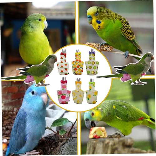 6PCS Washable Reusable Bird Diapers with Waterproof Lining & Adjustable Straps – Soft Parrot Diaper Clothes Costume Set for for Parakeets, for Budgies, for Mini Macaws (S) - size: S