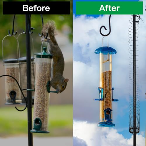 3PCS Squirrel Baffle for Bird Feeders Pole, Metal Squirrel Guard Squirrel Barrier, Squirrel Spring Coil Guard Protects Hanging Bird Feeders for Outdoor Bird Feeder Poles - size: 3PC