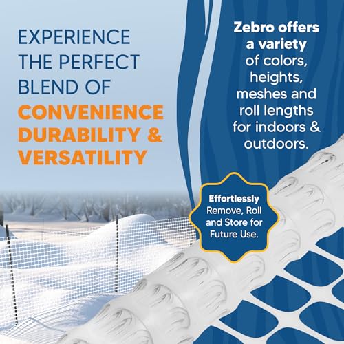 ZEBRO 4' x 100' White Plastic Garden Fence Roll – Standard Duty Safety Netting for Snow, Poultry, Deer, Dogs – Reusable Outdoor Barrier for Yard, Landscaping, Animal Protection - color: White, size: Standard-Duty 4' x 100'