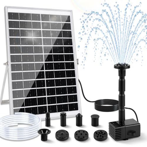 15W Solar Fountain Pump Kit with 6 Nozzles & 6.56FT DIY Tubing | 2026 Upgraded Solar Powered Water Fountain with 16.4FT Extra-Long Cable for Bird Bath, Pond & Outdoor Water Features - color: 15w Solar Fountain