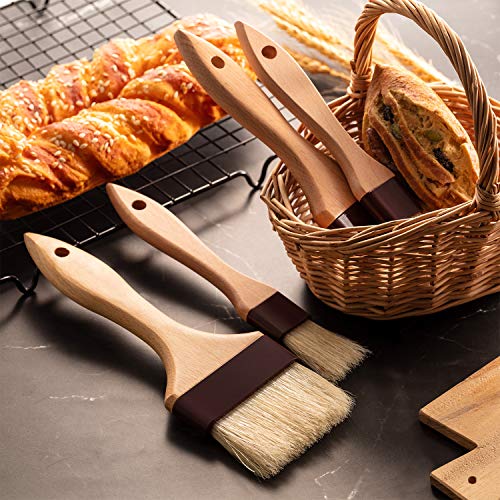 Boao 4 Pcs Pastry Brush, Natural Bristle Basting Brush for Cooking and Baking, BBQ Brushes for Butter, Baster, Oil, Egg, Sauce, Turkey, Grilling, Marinade and Kitchen Food(1, 2, 3 Inch) - size: 1, 2, 3 Inch