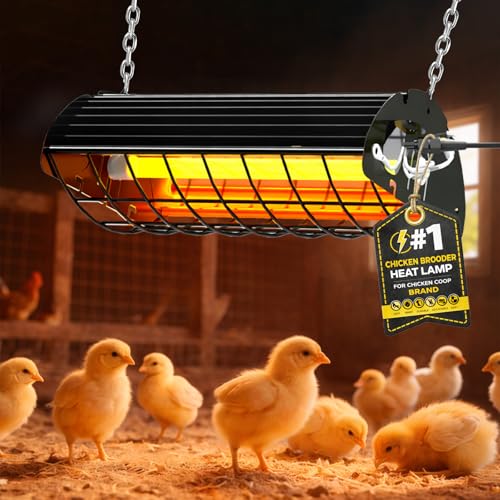 300W Heat Lamp for Chickens Brooder Heater 2PCS Chicken Coop Heater Upgraded 12000H Carbon Fiber Bulbs Adjustable 2 Mode Temp Safe Fire Proof Chicken Heating Plate UL-Certified for Poultry Duck Quail - size: Small(1 Frame + 2 Tubes)