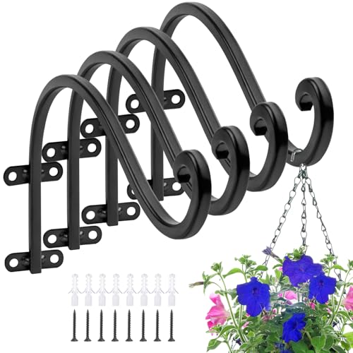 16 Inch Plant Hangers Outdoor,4 Pack Heavy Duty Plant Hanger Bracket | Hanging Basket for Plants Outdoor Brackets,80lbs Weight Capacity for Hanging Baskets,Bird Feeders,Lanterns and Wind Chimes - size: 16inch-4pcs