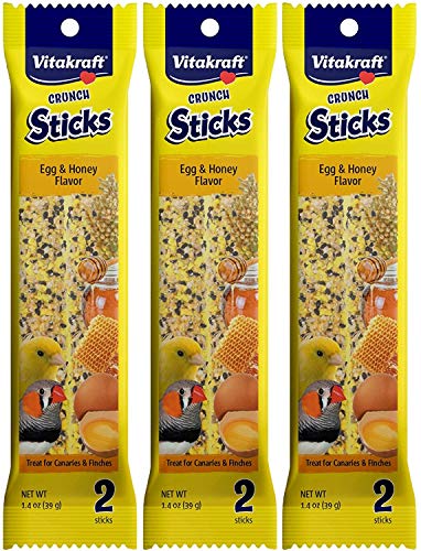 Vitakraft 3 Pack of Finch and Canary Crunch Stick Bird Treats, 2 Sticks Each, Egg and Honey Flavor - size: 4.2 Ounce (Pack of 1)