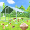 Large Chicken Coop Metal Chicken Runs for Yard with Cover Outdoor Pet Pens Poultry Cage Duck Rabbit House Backyard Use - size: 156.0"L x 118.1"W x 78.7"H