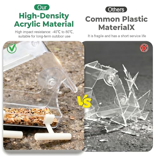 Window Bird Feeders for Outdoors with Flower Hummingbird Feeder | Clear Window Bird Feeder with Strong Suction Cups, Small Bird Feeder Easy to Clean, for Cats, Grandparents, Birds Lover Gifts - color: White