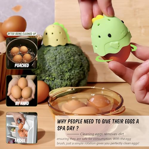 Dinosaur Egg and Vegetable Washer, 2.17 Inches, Food-Grade BPA-Free, Yellow (1, Green) - color: Green