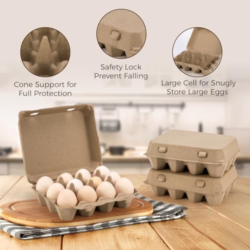 50 Pack Egg Cartons, 3x4 Style Paper Pulp Egg Trays, Sturdy & Reusable Egg Holder 12 Count Dozen Chicken Egg Storage Tray for Farmers, Home Use & Transport - style: 50Pcs Egg Carton