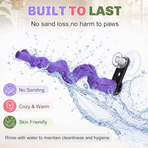 3 Pcs Dual-use Bird Perch with Rough Grinding Stone, Suction Cup & Screw Mount Window Perch Multi-Functional Bird Perches for Small and Medium Birds Cage, Wall, Bathroom and Car Travel