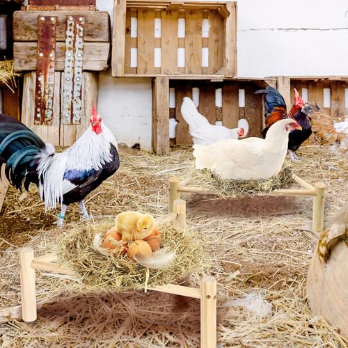 Chicken Perch for Coop & Brooder, Pine Wooden Chicken Roosting Bars (2 PCS) | Chicken Toys for Coop Accessories, Triangular Chick Perch for Parrots Birds, Natural Poultry Stand, Chicken Nesting Support - size: 2 Pcs