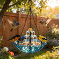 Solar Cascade Hanging Bird Bath Fountain,2026 New 3 Layers Hanging Solar Bird Bath Fountain,Flowing Water Large Humming Birds Baths Fountains with Solar Pump & Plastic Bowl, for Outdoor, Gardens(Blue)